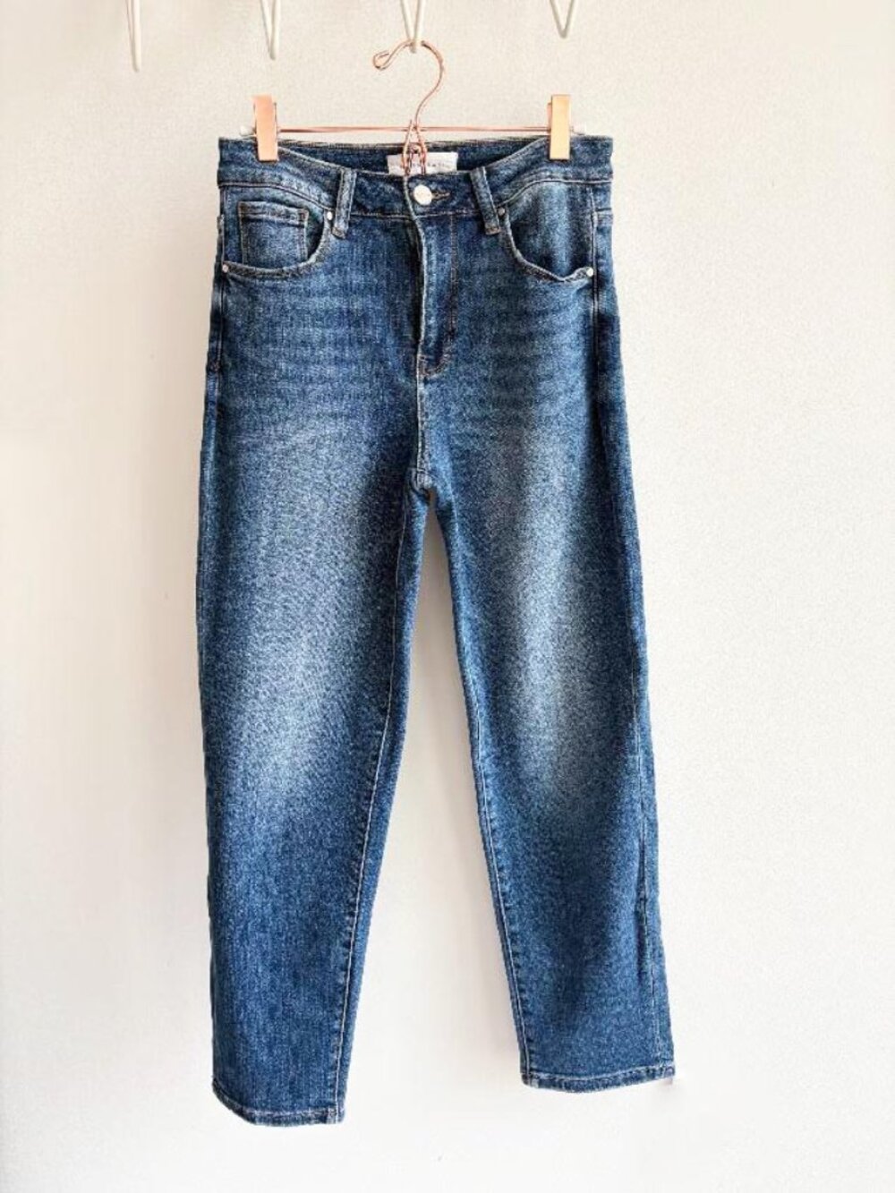 Risen High Rise Straight Leg Stretch Relaxed Fit Medium Wash Jeans